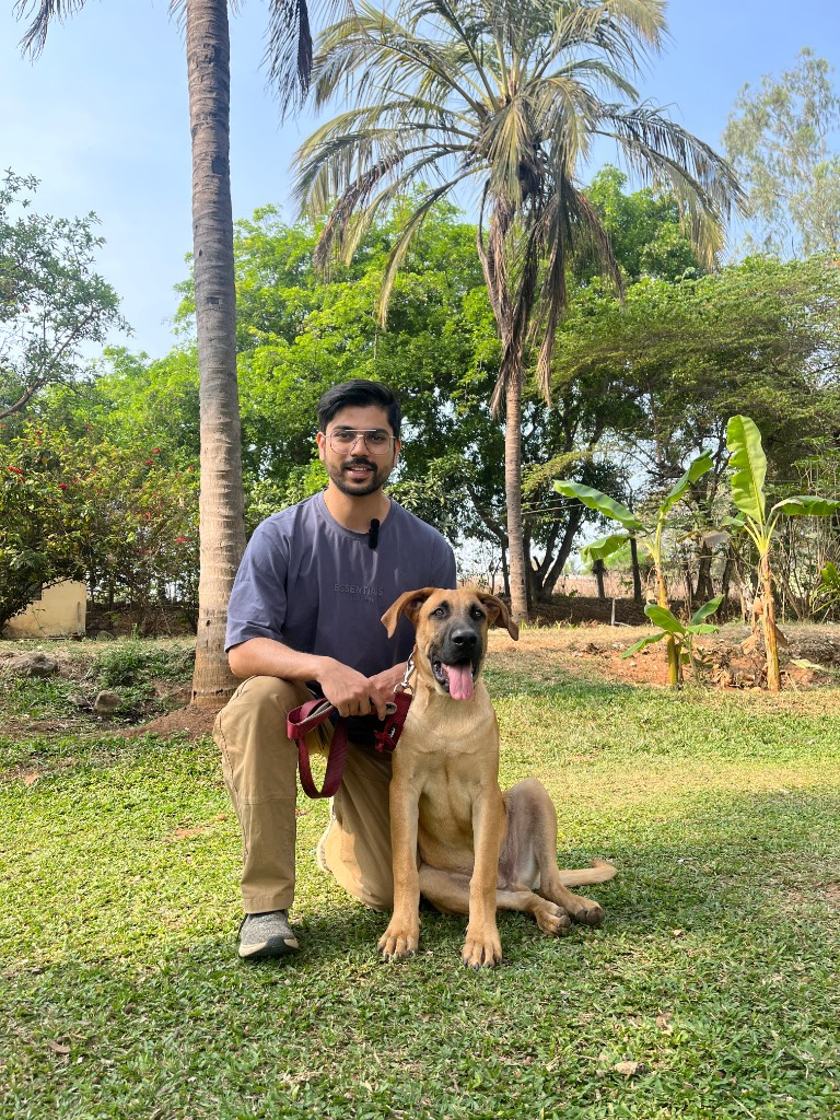 Tarun Sharma with a dog